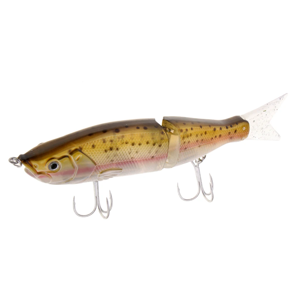 Artificial Bait Fishing 2-Section Multi Jointed Fishing Lures Swimbait with 2 Treble Hooks Minnow Crankbait Artficial Soft Bait
