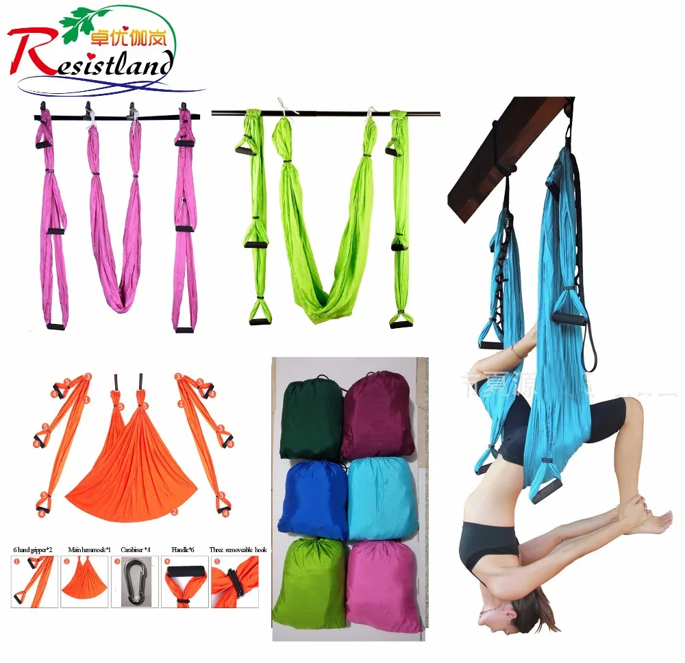 

6 color Strength Decompression yoga Hammock Inversion Trapeze Anti-Gravity Aerial Traction Yoga Gym strap yoga Swing set