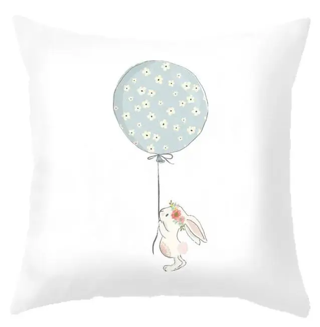 Милый кролик подушка Кролик чехол мультфильм животное шар чашка цветочный принт мягкая плюшевая подушка чехол для дивана Детская комната Декор подарок - Цвет: A14