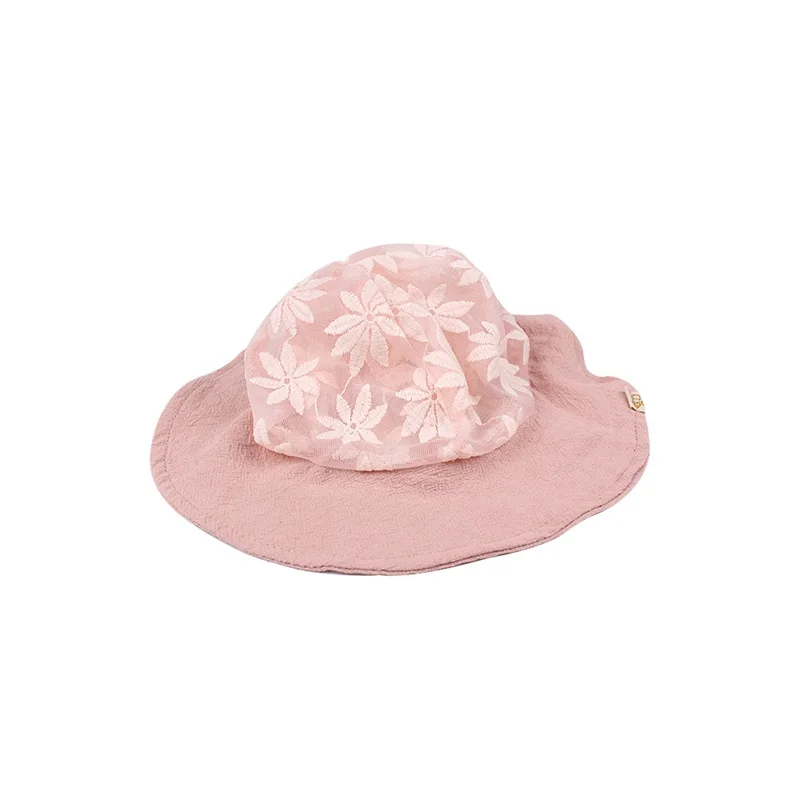 Princess Panama Baby Girls Hat Double Layer Lace Girls Hat Spring Summer Sun Cap Wide Brim Lace Up Hat Baby Girls Clothing 2018 (9)