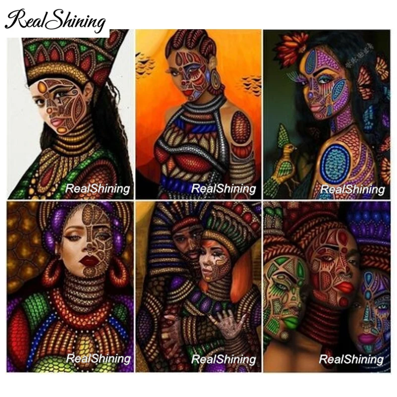 

REALSHINING DIY Diamond Embroidery Butterfly Africa Woman Queen 5d Diamond Painting Cross Stitch Full square Mosaic Decor FS2343