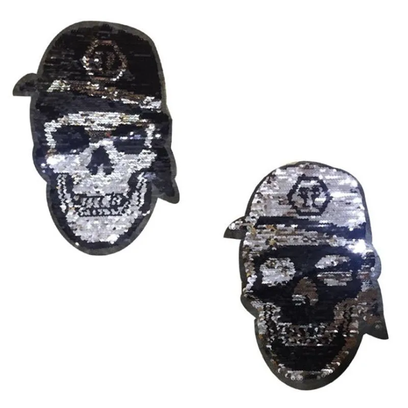 Одежда для девочек Diy patch deal with it 285 мм панк череп головы флип двухсторонние