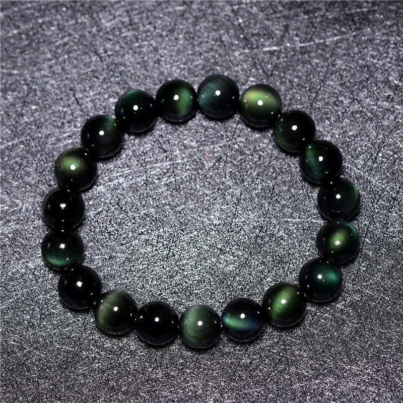 

High Quality 100% Natural Obsidian Beads Bracelet for Women Men Fine Jewelry