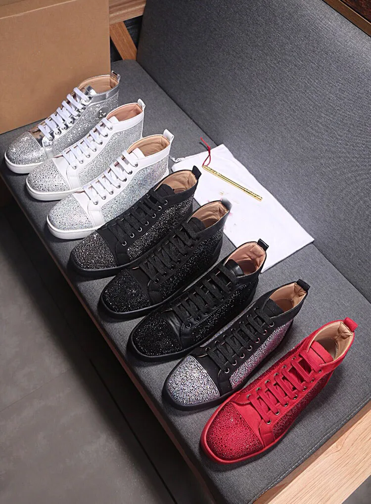 

Women's shoes luxury brand 2019 spring leather flat shoes rhinestone shoes with high-top shoes net red nightclub fashion casual