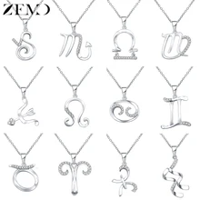 ZEMO, настоящее 925 пробы, серебряное ожерелье с 12 созвездиями, колье с кристаллами, знак зодиака, ожерелье для женщин, ожерелье с астрологией