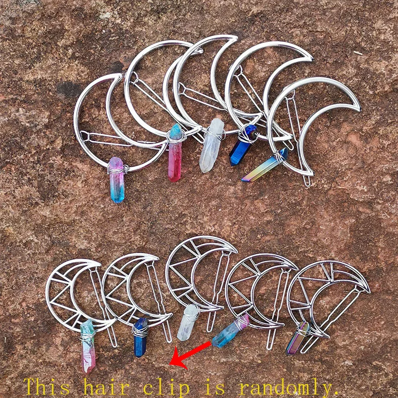

10 Style Quartz Natural Crystal Women Moon Hair Clips Jewelry Gifts Hair Pin Bridal Hair Accessories