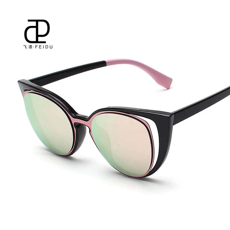 

FEIDU Fashion Sexy Cat Eye Sunglasses Women Brand Designer Vintage Coating Mirrored Sun Glasses Gafas Oculos De Sol Feminino