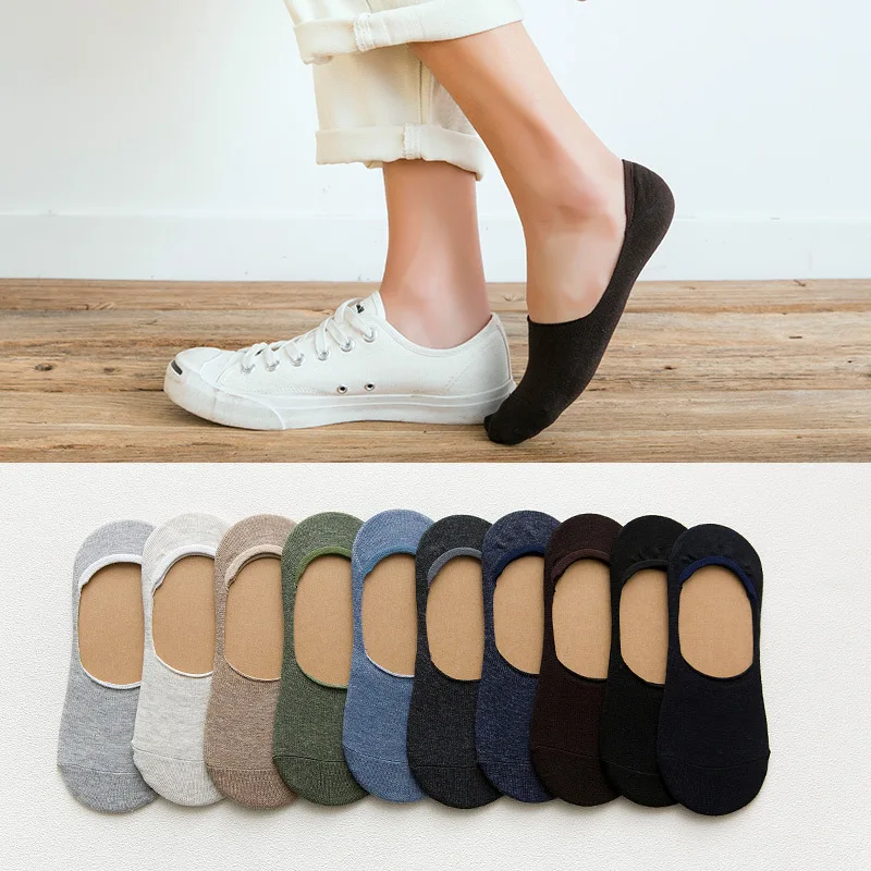 

2pcs/lots Men's Invisible Boat Socks Cotton Short Summer Thin Fiber Cool Socks Silicone Breathable Gifts For Men Fashion Black