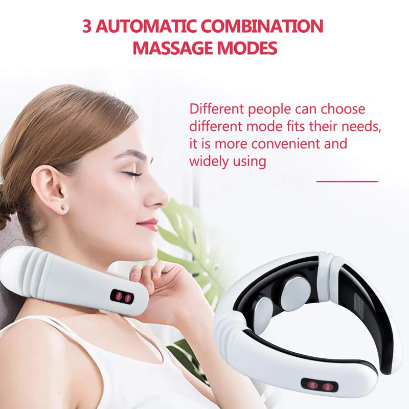 Electric Pulse Back and Neck Massager Far Infrared Heating Pain Relief Health Care Relaxation Tool Intelligent Cervical Massager