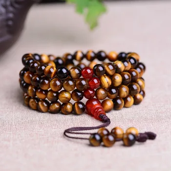

6mm 108 Natural Tiger eye stone beads Bracelets Buddha prayer Bracelet For Women Men Crystal Necklace Jewelry