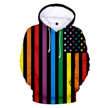 

New Arrival LGBT Rainbow Flag Hoodie Male/Female Spring Fall Winter Long Sleeve Loose Sweatshirt Gay Leisure Tops