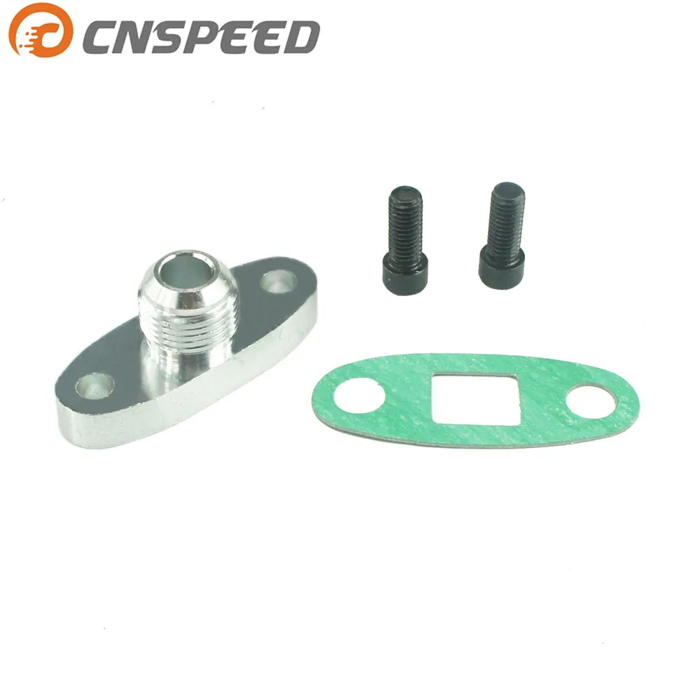 

CNSPEED Turbo Oil Drain Outlet Flange Gasket Adapter Kit 10AN 10 AN Fitting T3 T4 GT40 GT50 GT55 Turbo fitting YC100758-TF008