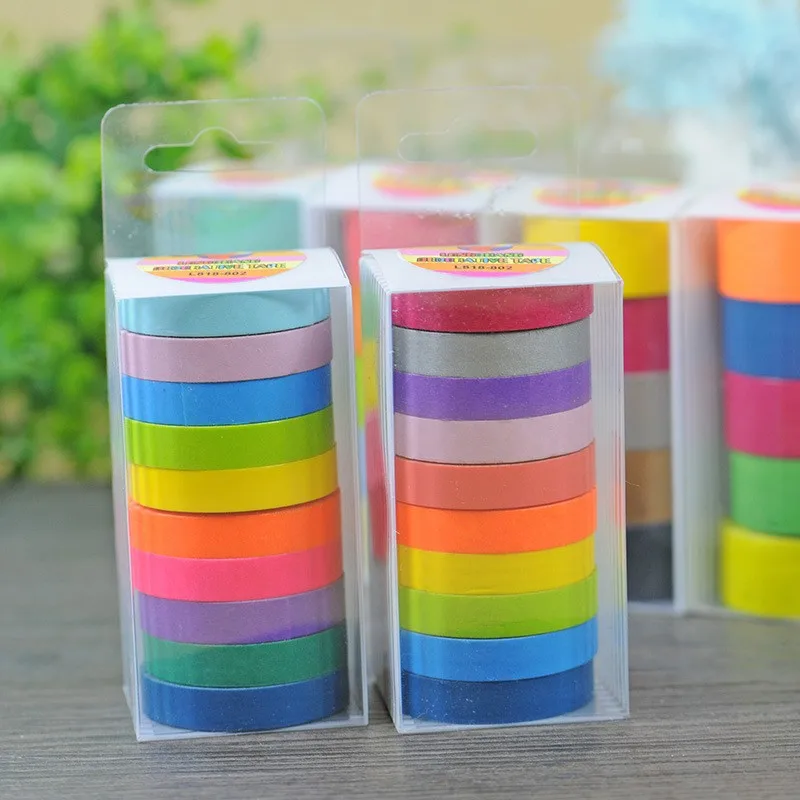 10 шт./лот 0 75 см DIY конфеты цвет рулон васи Клейкая Бумажная Лента маскирующая