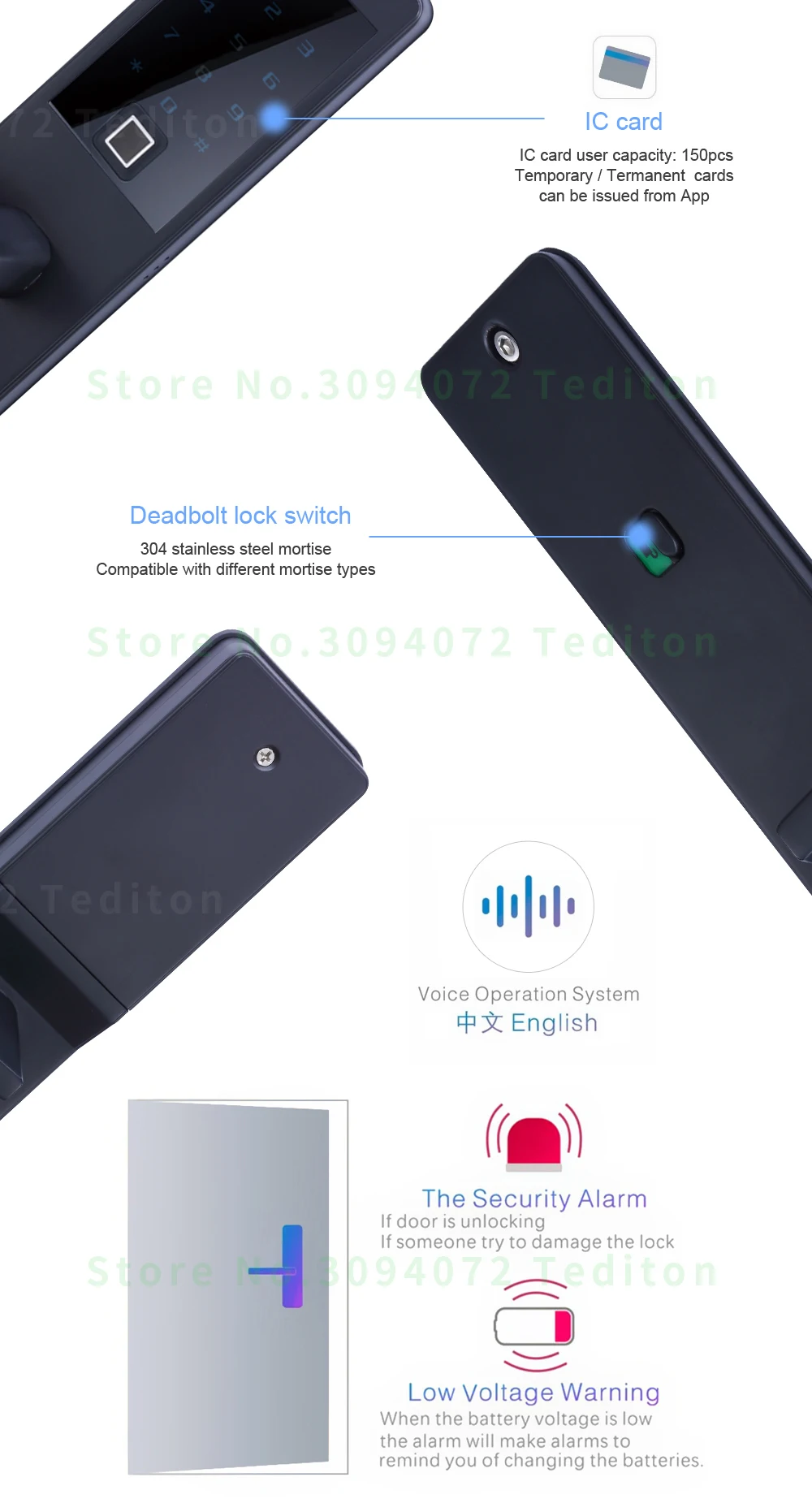 Wi-Fi Bluetooth приложение управление смарт электронный биометрический дверной замок отпечатков пальцев