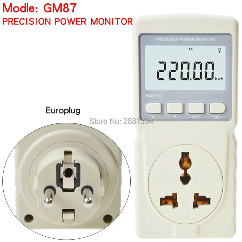 

Hight quality GM87 220V Large LCD Display Digital Power Energy Meter Power Factor Frequency Ammeter Voltmeter Monitor EU Plug