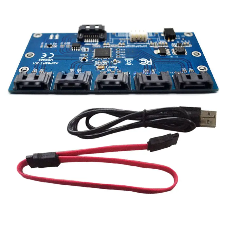 Новая Адаптерная карта SATA 1 5 портов Конвертер порт мультипликатор Riser Card Hub DC128| |