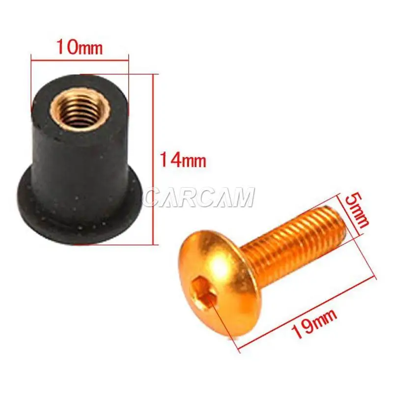 6x M5 золотые болты для лобового стекла мотоцикла винт Yamaha Kawasaki Suzuki Ducati Honda Triumph KTM Can
