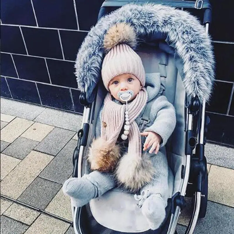 

2pcs/Set Winter Warm Baby Hat Scarf Set Kids Cute Fur Ball Knitted Beanie Hat Warm Scarf Fashion Toddler Boy Girl Skullies Caps