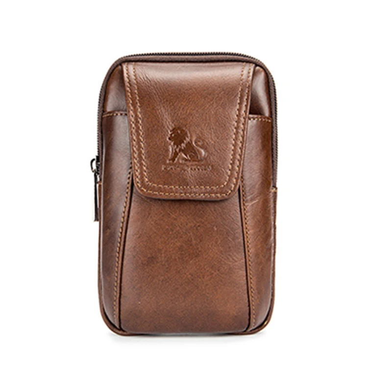

Retro bag male waist belt bag Men's leather mobile phone bag 5.5 inch cell phone pockets genuine leather men's belt leather bag