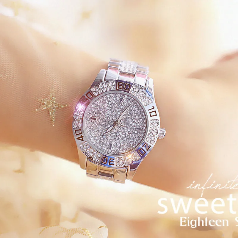 

2019 Luxury Brand lady Crystal Watch Women Fashion Quartz Watches Female Stainless Steel Dress Gold Clock Relogio feminino