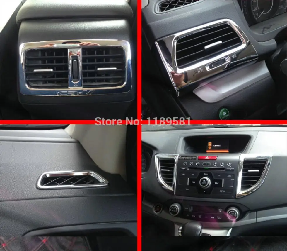 

For Honda CR-V CRV 2012 2013 2014 ABS Chrome Inside Interior Air-Condition Vent Outlet Cover Trim