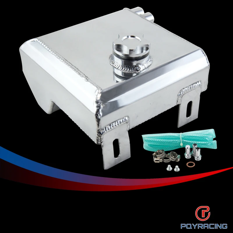 PQY RACING 2L Aluminum alloy polished radiator overflow surge tank&oil