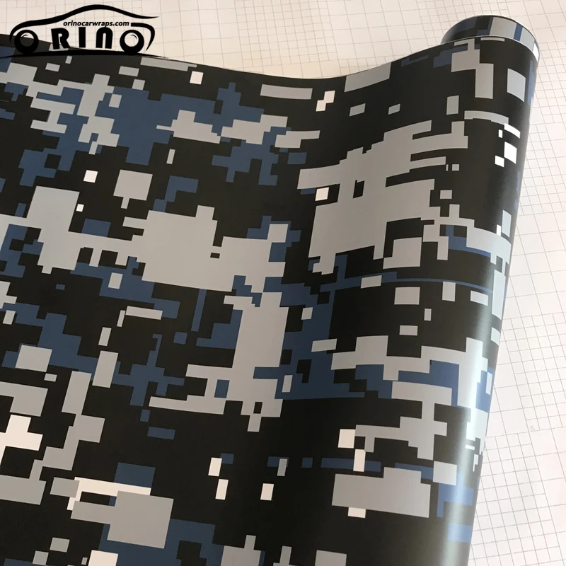 Black Blue Digital Camouflage Vinyl Film-8
