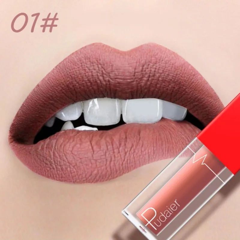 

Pudaier Liquid Lip Gloss Long Lasting Non-Stick Cup Lipgloss Nude Matte Velvet No Fade Lip Stick Mouth Red Lipstick Lips Make Up