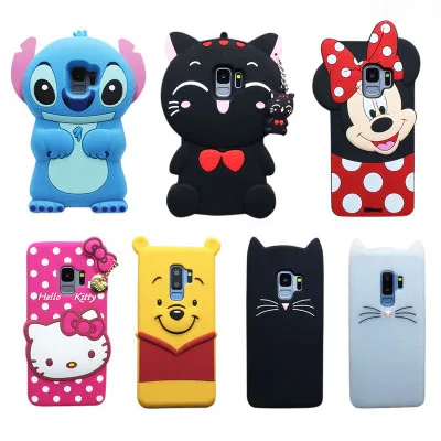 

10 Types For Samsung Galaxy S9 Case Lovely Cute 3D Cartoon Stitch Bunny Kitty Cat Soft Silicon Cover For Samsung Galaxy S9