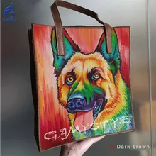 Крутое уличное граффити собака Tote первый кожа коровы Для женщин Сумочка натуральная кожа сумка Для женщин кожаные сумки нестандартные подарки