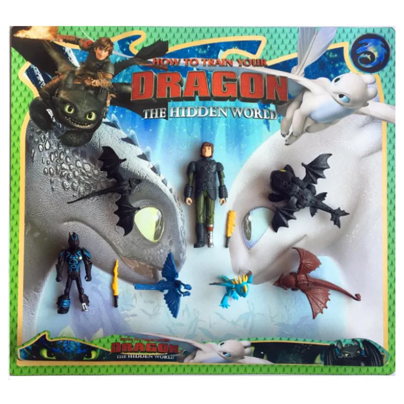 New Genuine 7pcs How to Train Your Dragon Light Fury night fury Toothless Can move PVC Collectible Kids toy Gifts