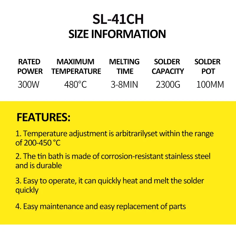 SL-41CH 300 Вт 100mm2300g утолщение POTS ёмкость цифровой термостат привести горшок Титан Сплав Пайки 110 В 220