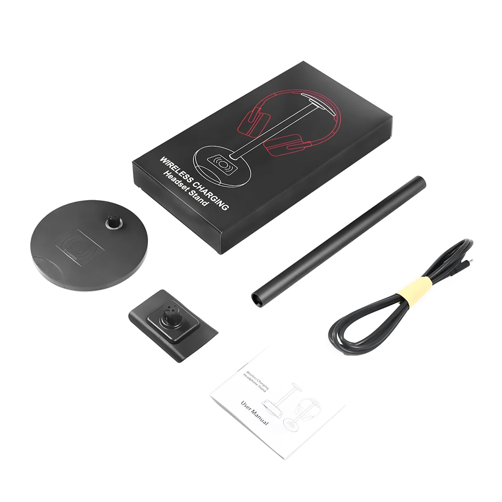 New Wireless Charging Headset Stand Headphone Holder Aluminum Stand for Samsung Galaxy Black White