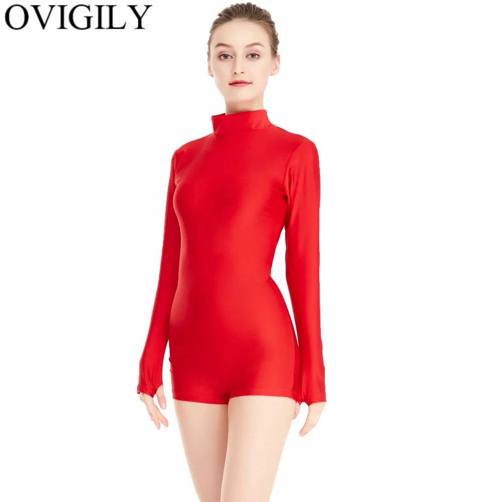 Buy OVIGILY Women's Thumb Holes High Neck Gymnastics