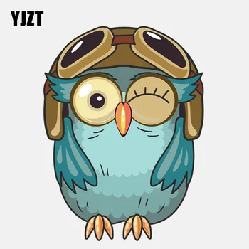 

YJZT 10CM*13.3CM Cartoon Aviator Owl PVC Motorcycle Car Sticker 11-01311