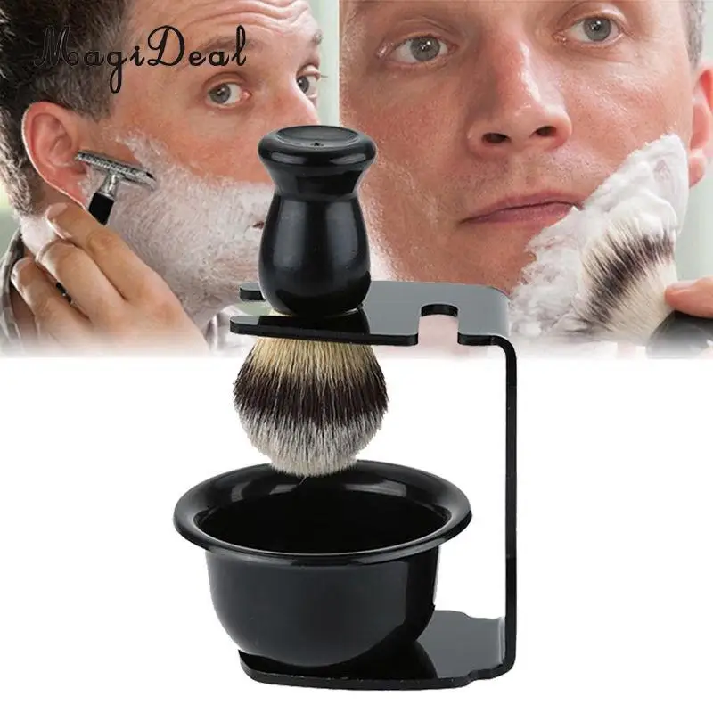Men's Shave Set Shaving Brush+Steel Stand Holder+ Bowl Travel Kit Facial care tools High Quanlity