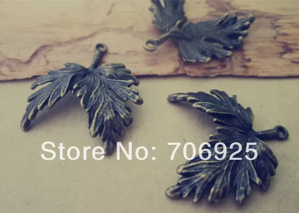 

30pcs/lot 27mmx29mm Antique bronze Leaf necklace charm pendant Vintage Leaf DIY Jewerly Accessories