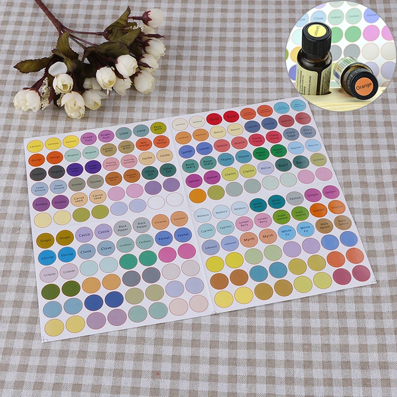 

192pcs/Sheet Colorful Paper Stickers Labels for Glass Essential Oil Bottles Cap Lid Labels Blank Round Circles Sticker