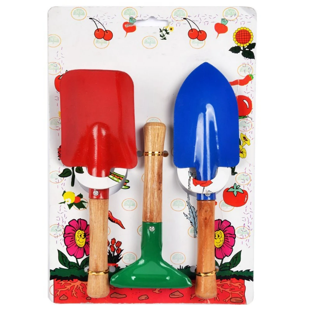 3 шт. детские небольшие садовые инструменты маленькая лопата грабли Лопата металлическая деревянная ручка голова садовые инструменты