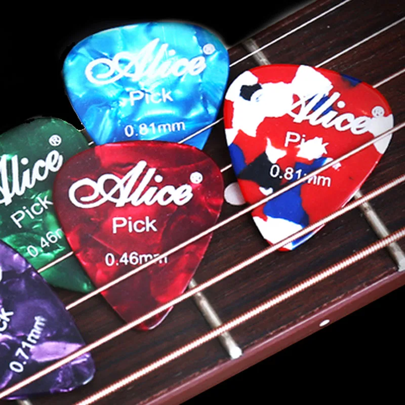 100pcs Alice Cellouid ABS Guitar Picks Acoustic Electric Guitar Picks Plectrums Guitar Accessory 0.46/0.71/0.81mm Multi Color