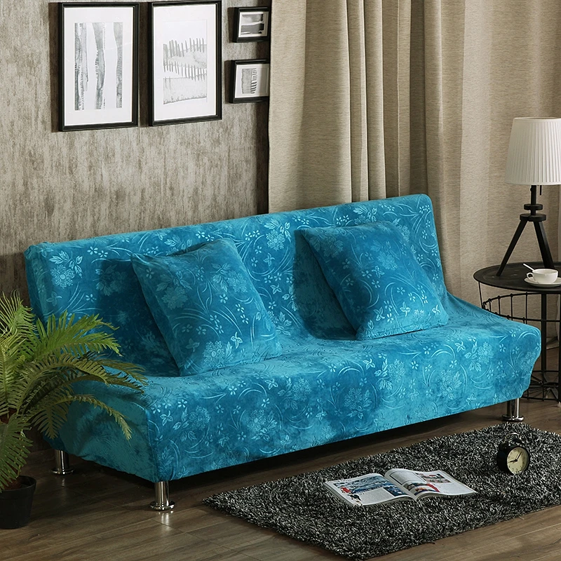 Buy Blue embossing flannel sofa bed cover for living