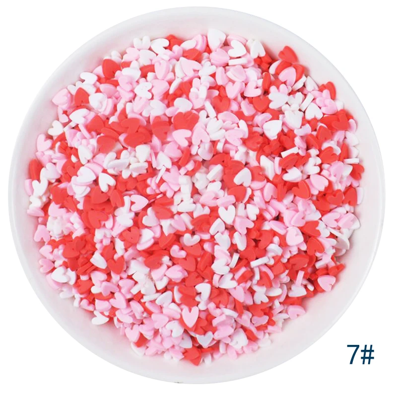 50g/lot Cute Hot Selling Clay Sprinkles, Colorful Heart Five Star Bow Candy Sprinkles for Crafts Making Slimediy