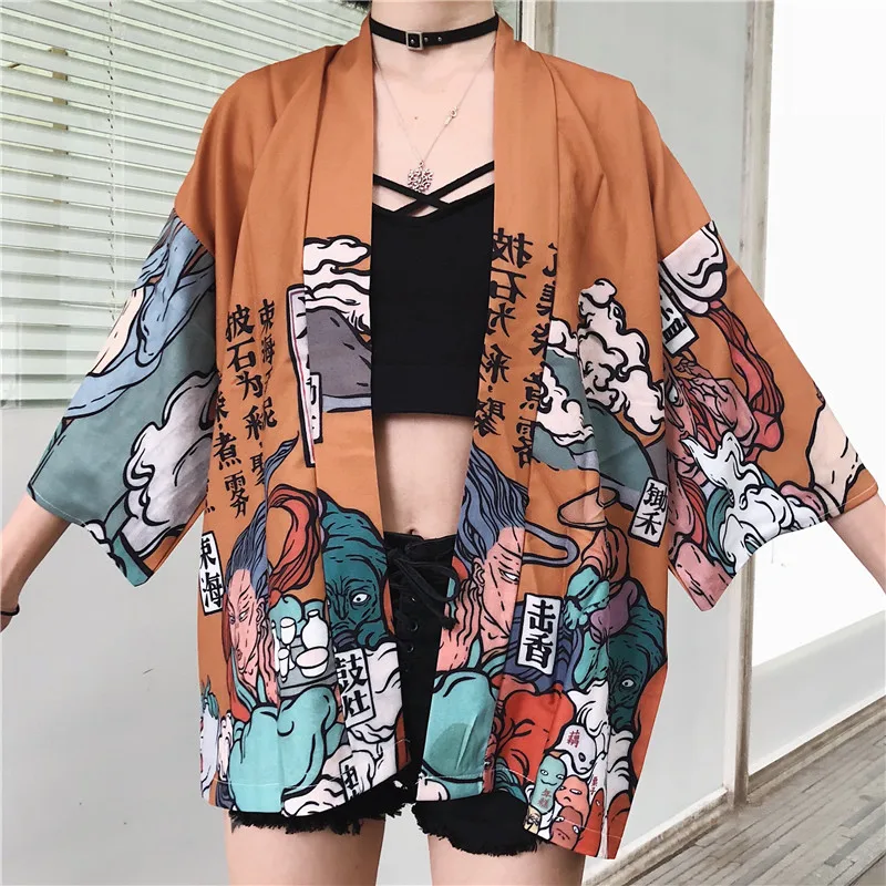 Традиционное японское кимоно yukata женское японское короткое платье свободная одежда kimomo японский кардиган кимоно Японские Женские haori