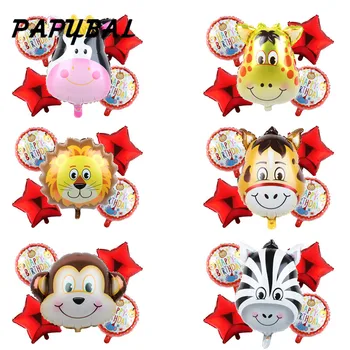 

5pcs Jungle Animal Party Monkey Lion Deer Foil Balloon Safari Kid's Birthday Party Decoration Baby Shower Party Decor Supplies