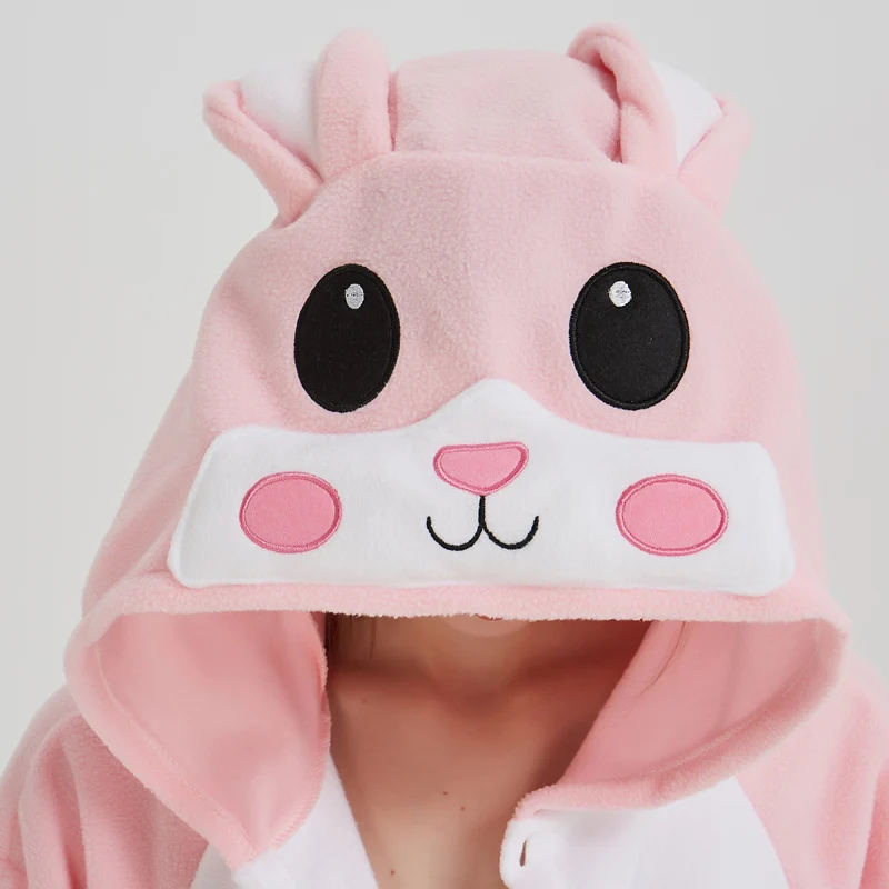 Розовый кролик Kigurumi для мужчин женщин животного Пижама комбинезон в виде костюма