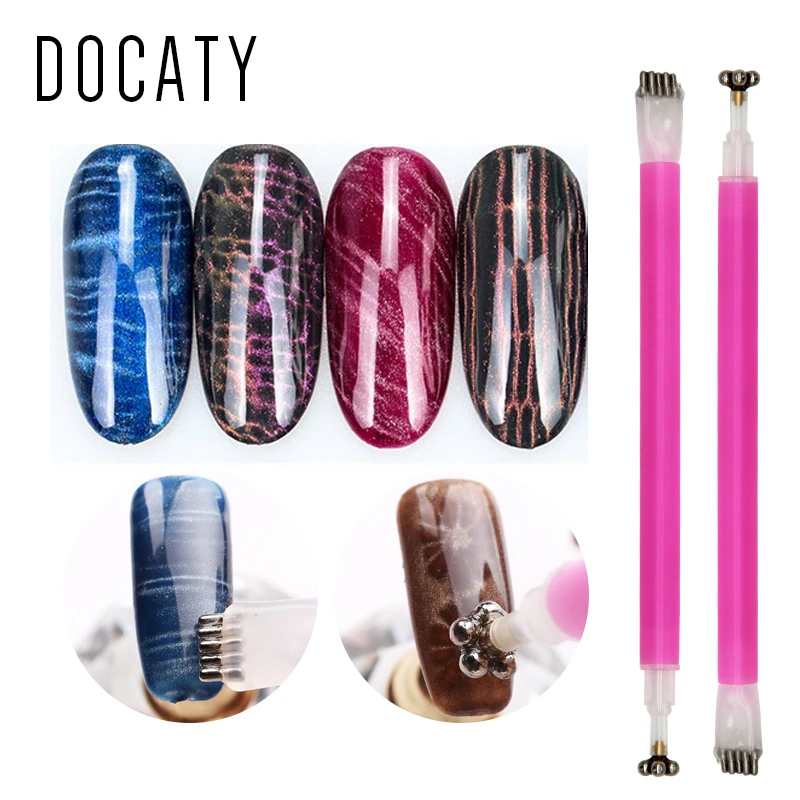 

Docaty Professional Double Head Cat Eye Magnet Stick for Cat's Eyes Gel Polish 3D Varnish All for Manicure and Nail Design