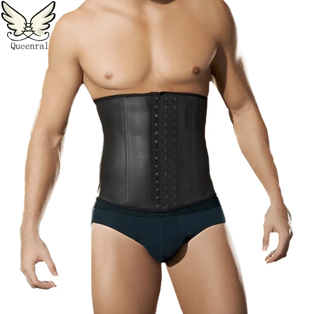 

male slim belt waist trainer corsets for men Compression Garment waist trainer latex waist cincher body belt slimming men