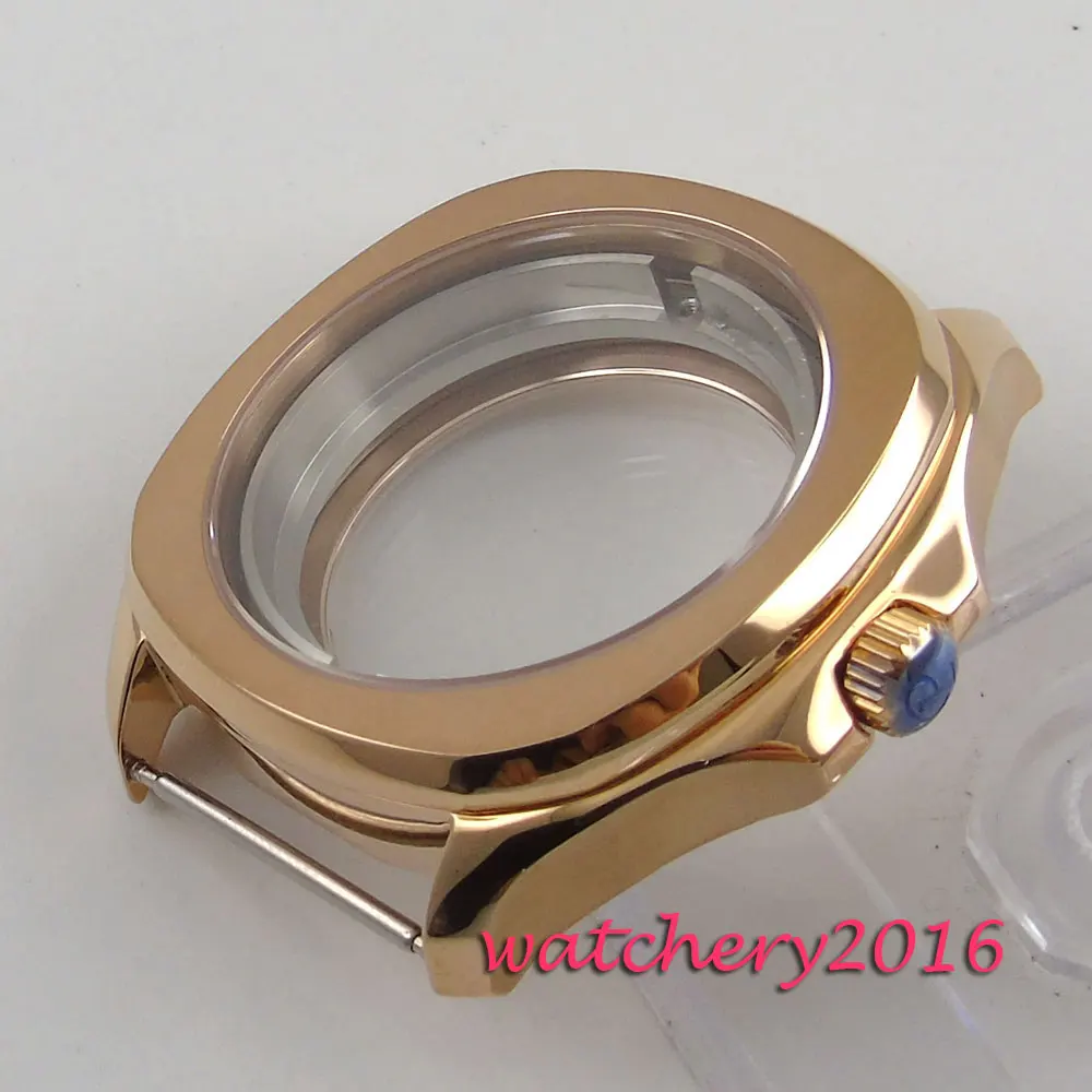 40 мм нержавеющая сапфировое стекло розовое золото чехол для часов подходит 8205 8215 821A 2836 механизм