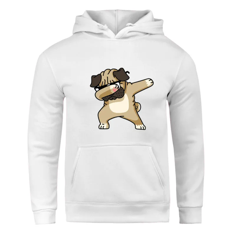 

White Hoodies Comic Dog Pattern Printed Man Female Street Boy Girls Cool Joker Hoodies Pullover Fleece Autumn Fashion Outwear