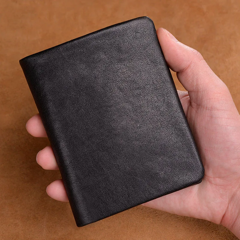 

Difenise Genuine Leather Man Short Wallets 2 Size Choose Fashion Style Solid Black Men Wallet Zipper Close Coin Poucht Wallets